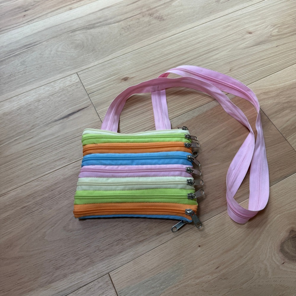 Handmade Zipper Bag Women Small Multicolor Y2K Rainbow Crossbody Retro Purse